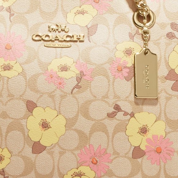 Coach Cammie Chain Tote In Signature Canvas With Floral Cluster Print - Picture 5 of 16